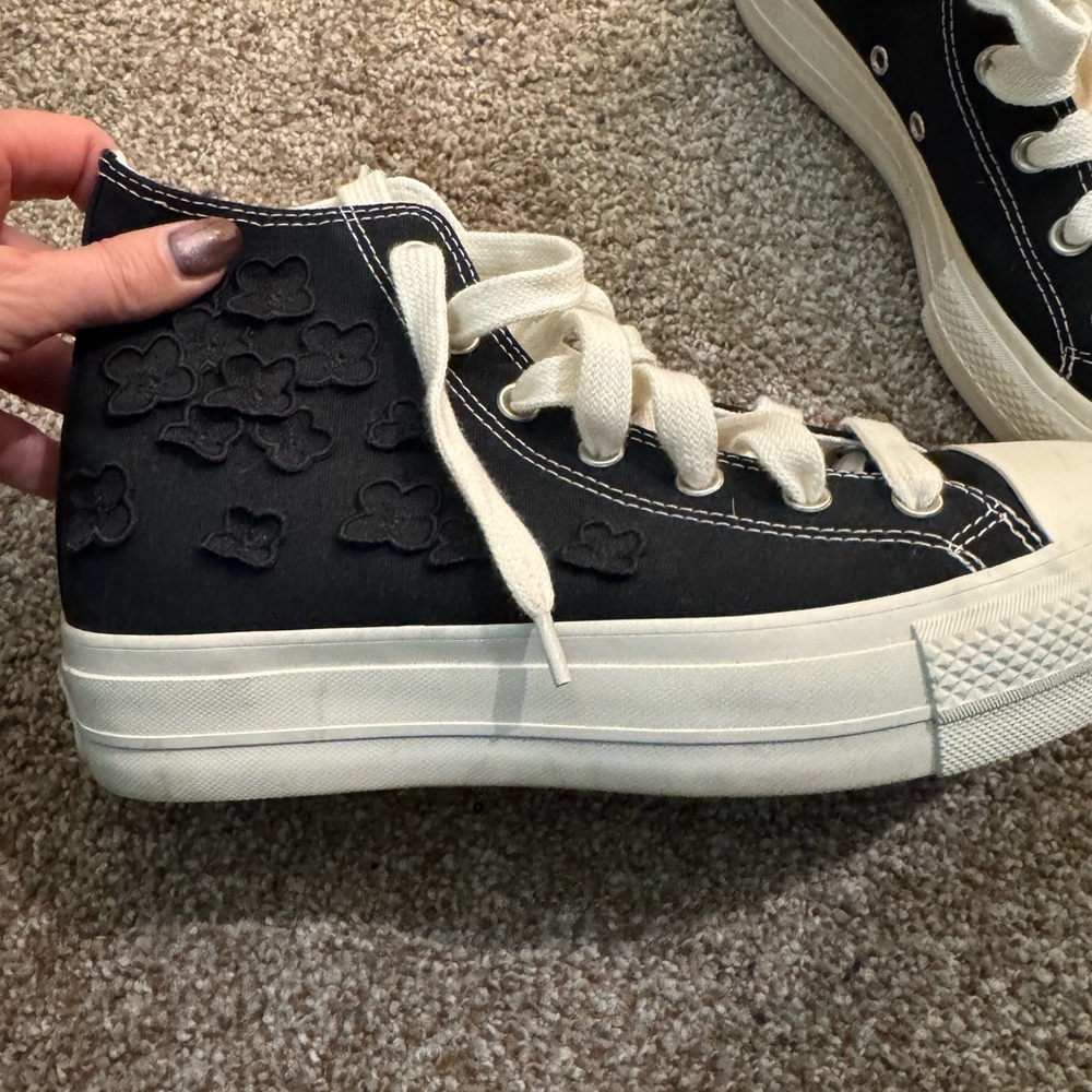 Black and White Converse High-Top Platform Sneakers